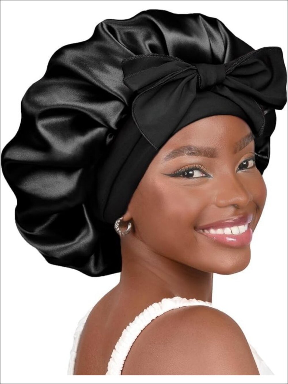 Adjustable Silk Satin Bonnet Sleep Cap for Curly Hair Frizz Prevention